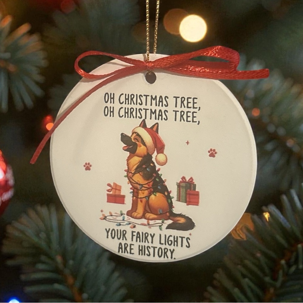 Festive German Shepard Dog Christmas Ornament